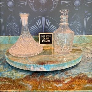 Cut Crystal Decanters Set - Clear Glass